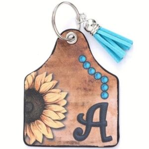 Sunflower and Initial Key Chain